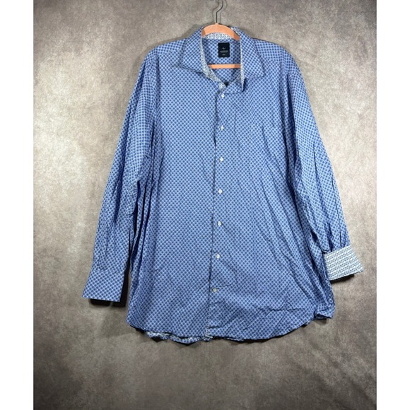 Tailorbyrd Other - Tailorbyrd Button Down Shirt Mens 3XLT Blue Geometric Long Sleeve Cotton Casual